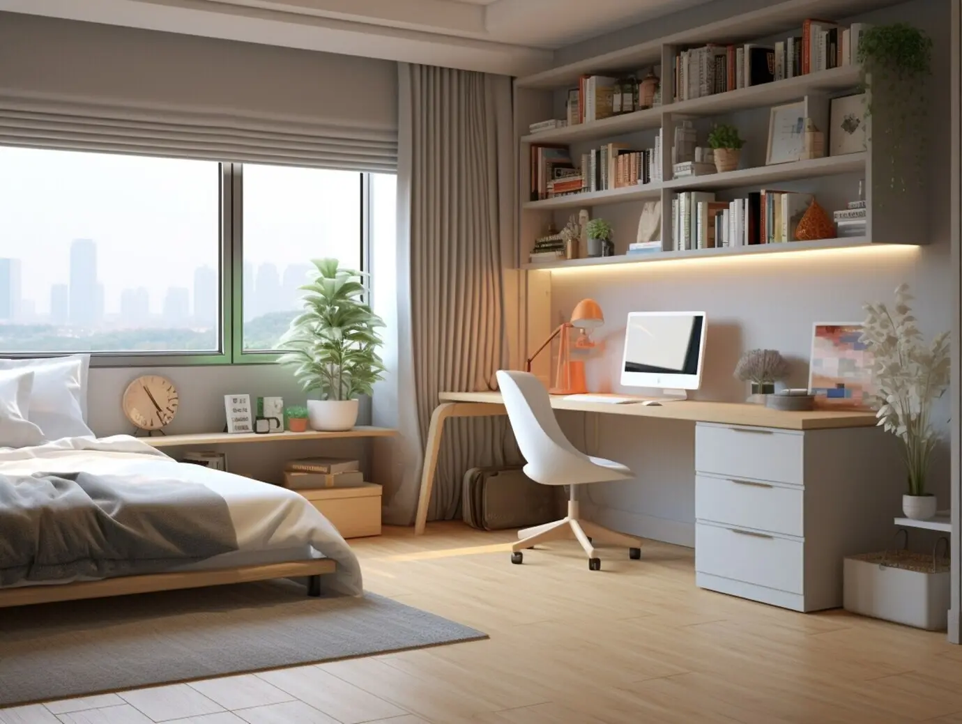 Kleine, jugendliche Schlafzimmereinrichtung